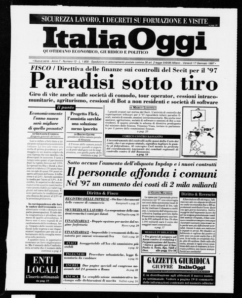 Italia oggi : quotidiano di economia finanza e politica